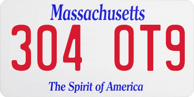 MA license plate 304OT9