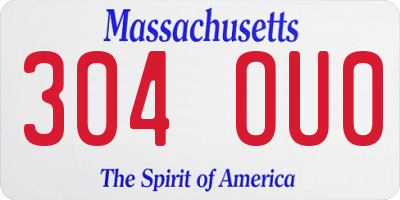 MA license plate 304OU0