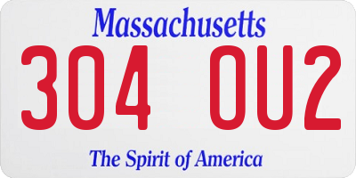 MA license plate 304OU2