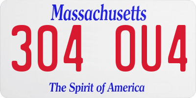 MA license plate 304OU4