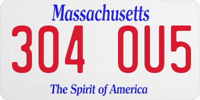 MA license plate 304OU5