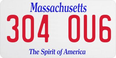 MA license plate 304OU6