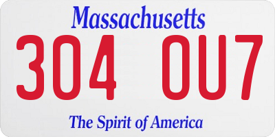 MA license plate 304OU7