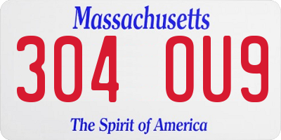 MA license plate 304OU9