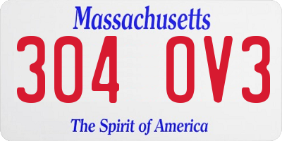 MA license plate 304OV3