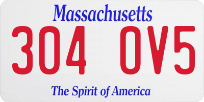 MA license plate 304OV5