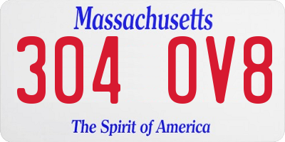 MA license plate 304OV8