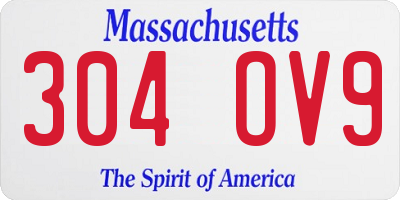 MA license plate 304OV9
