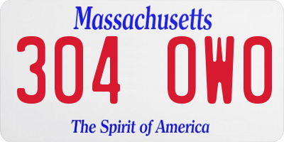 MA license plate 304OW0