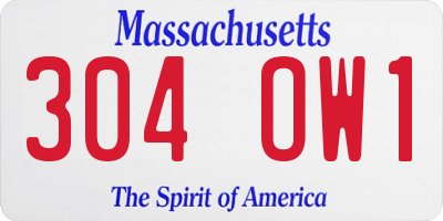 MA license plate 304OW1