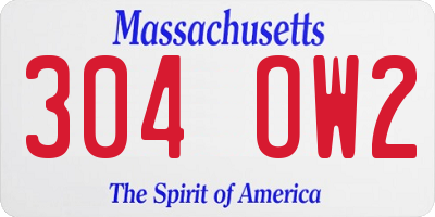 MA license plate 304OW2