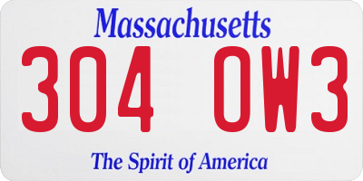 MA license plate 304OW3