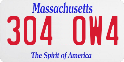 MA license plate 304OW4