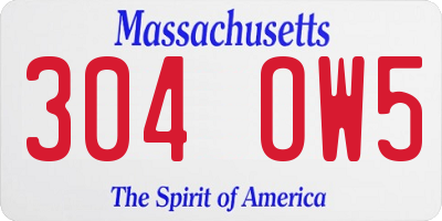 MA license plate 304OW5