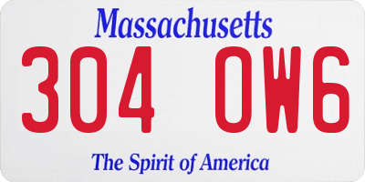 MA license plate 304OW6