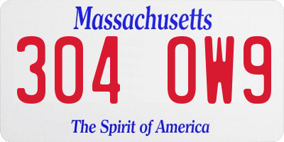 MA license plate 304OW9