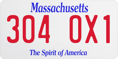 MA license plate 304OX1