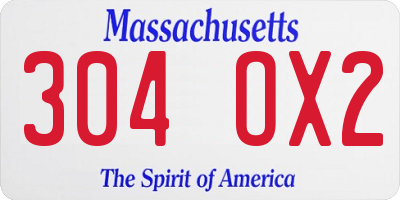 MA license plate 304OX2
