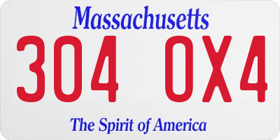 MA license plate 304OX4