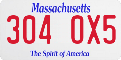 MA license plate 304OX5