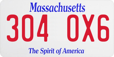MA license plate 304OX6