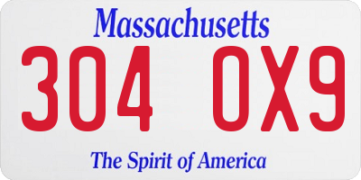 MA license plate 304OX9