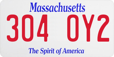 MA license plate 304OY2