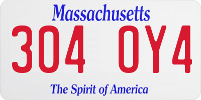 MA license plate 304OY4