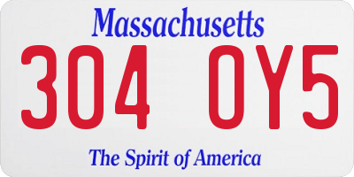 MA license plate 304OY5