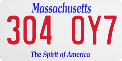 MA license plate 304OY7