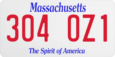 MA license plate 304OZ1