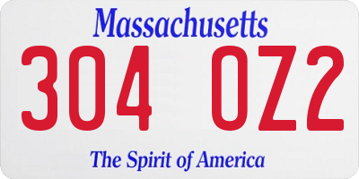 MA license plate 304OZ2