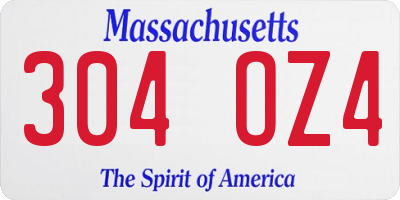 MA license plate 304OZ4
