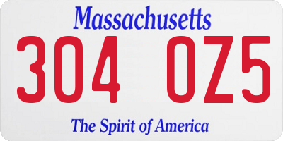 MA license plate 304OZ5