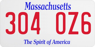 MA license plate 304OZ6