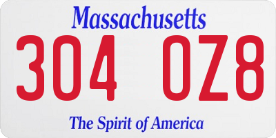 MA license plate 304OZ8