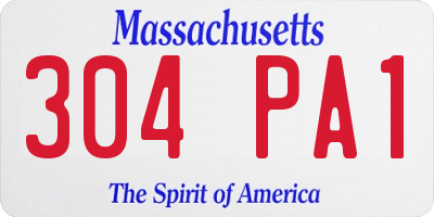 MA license plate 304PA1