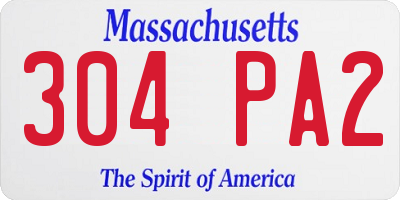 MA license plate 304PA2