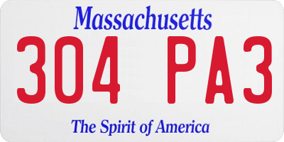 MA license plate 304PA3