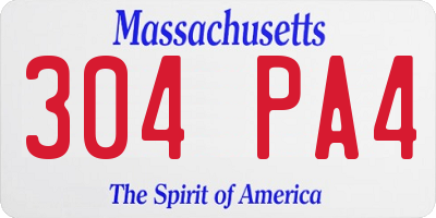 MA license plate 304PA4
