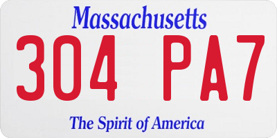 MA license plate 304PA7