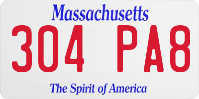 MA license plate 304PA8