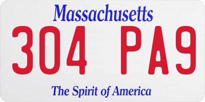 MA license plate 304PA9