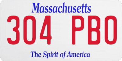 MA license plate 304PB0