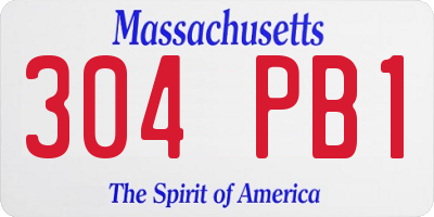 MA license plate 304PB1