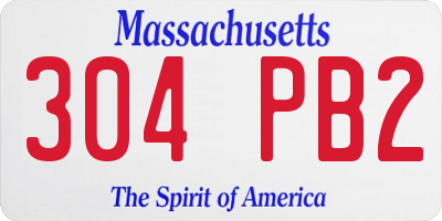 MA license plate 304PB2