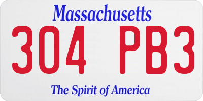 MA license plate 304PB3