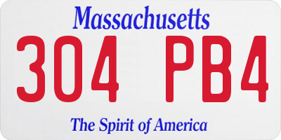 MA license plate 304PB4