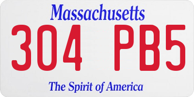 MA license plate 304PB5