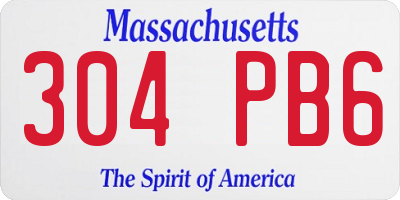 MA license plate 304PB6